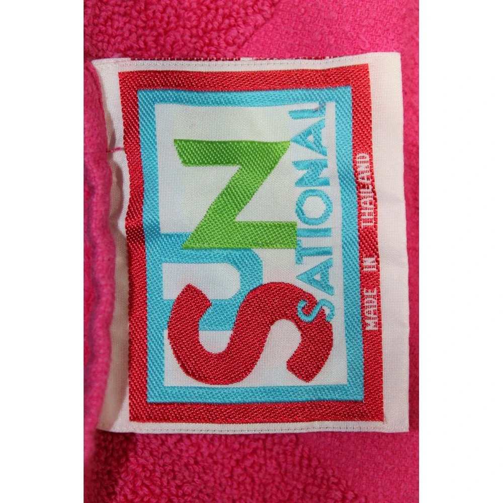 Vintage Y2K Sun Sational Pink Floral Butterfly Beach Towel 37x63 Cotton